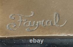 Fayral Bronze Art Deco Statue Sculpture Nude Dancing Girl Signed Marble Base