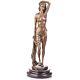 Female Nude Bronze Figurine On An Antique Signed Black Marble