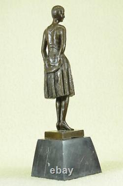 Figure 7.3kg Signed Original Mom Housewife Marble Décor Bronze Sculpture Art