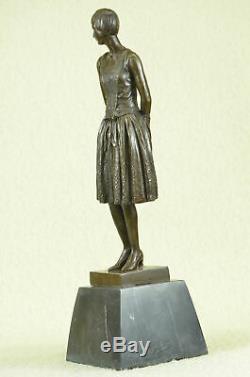 Figure 7.3kg Signed Original Mom Housewife Marble Decor Bronze Sculpture Art