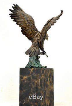 Figure Bronze Bronze Eagle Signed Baryeauf Base Marble Nachguss