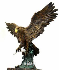 Figure Bronze Bronze Eagle Signed Baryeauf Base Marble Nachguss