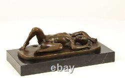 Figure In Bronze Male Nude Erotic Sculpture Base In Marble Signed J. Patoue