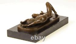 Figure In Bronze Male Nude Erotic Sculpture Base In Marble Signed J. Patoue