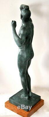 Figure In The Bronze / The Eherne Age Signed Rodin On Marble Base Bronze