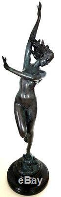 Figure On Base Bronze Marble Crest The Wave Signed Frishmuth, Nachguss