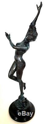 Figure On Base Bronze Marble Crest The Wave Signed Frishmuth, Nachguss