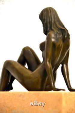 Figure -handgefertigter Bronze Bronze Nude Signed Raymondo On Marble Base
