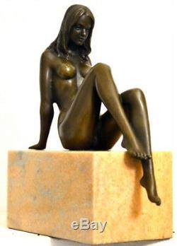 Figure -handgefertigter Bronze Bronze Nude Signed Raymondo On Marble Base