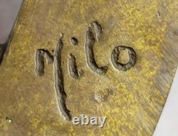Fine Art Bronze Sculpture Skeleton Thinker Marble Base Signed Milo Decor