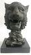 Font Signed Milo Bronze Royal Lion Head Statue Sculpture Bust Marble Base