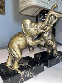 Fontinelle Louis (1886-1964) Serre Bronze Books On Marble Signed Art Deco