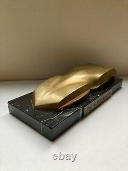 Former Bronze Car Trophy Marble Signed Emmanuel Zurini Chamonix 1988 Art