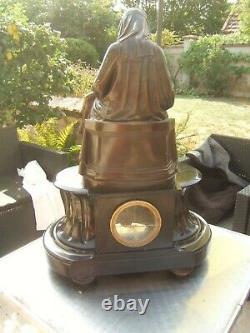 Former Bronze Marble Pendulum Signed James Pradier Statue 1790-1852 Pieta