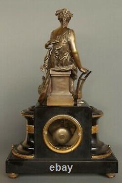 Former Bronze Pendule Signed Bouret Allegory Agriculture Napoleon Kaminuhr
