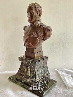 Former Bust Bronze Napoleon 1st Signed In Left Shoulder On Marble Pedestal