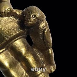 Frécourt Bronze Art Deco Statue of a Little Girl with a Teddy Bear on Marble