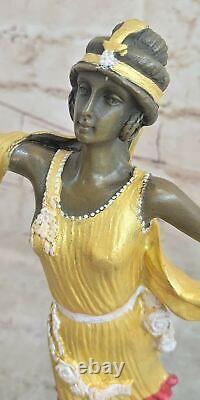 French Art Deco Bronze Sculpture on Black Marble Base Signed by C Mirval