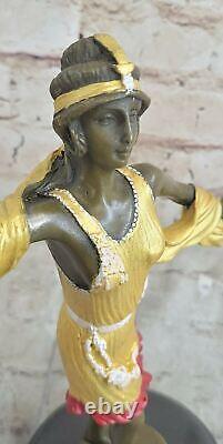 French Art Deco Bronze Sculpture on Black Marble Base Signed by C Mirval