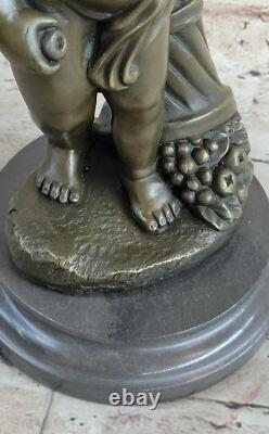 French Bronze Sculpture Boy Auguste Moreau Signed on Marble Base 14 Decor