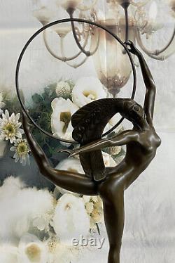 French Signed Morante Loop Dancer Bronze Sculpture Art Marble Base
