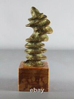 Fusion Modernist Sculpture Bronze Signed On Base Marble XX Second