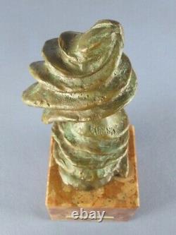 Fusion Modernist Sculpture Bronze Signed On Base Marble XX Second