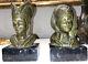 Garreau (born In 1885) Pair Of Art Deco Bronze Bookends On Marble Signed