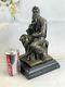 "genuine Bronze On Marble Base Signed Sculpture Moses Holding 10 Commandments"