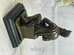 'Genuine Bronze on Marble Base Signed Sculpture Moses Holding 10 Commandments'