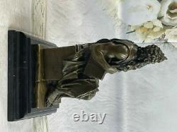 'Genuine Bronze on Marble Base Signed Sculpture Moses Holding 10 Commandments'