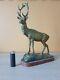 Georges Gardet Sculpture In Patinated Bronze Cerf Signed Marble Base Proof