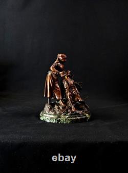 Georges Omerth bronze sculpture on marble of a nurse caring for a soldier
