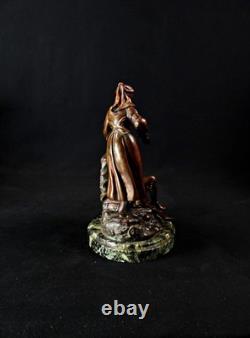 Georges Omerth bronze sculpture on marble of a nurse caring for a soldier