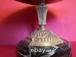 Gilt bronze bowl on marble base, signed Charles, 19th century, diameter 32 cm