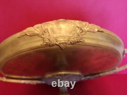 Gilt bronze bowl on marble base, signed Charles, 19th century, diameter 32 cm