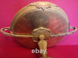 Gilt bronze bowl on marble base, signed Charles, 19th century, diameter 32 cm