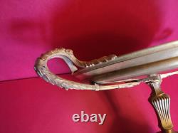Gilt bronze bowl on marble base, signed Charles, 19th century, diameter 32 cm