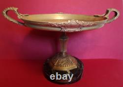 Golden Bronze Cut On Marble Foot Signed Charles Era 19th Diameter 32 Cms