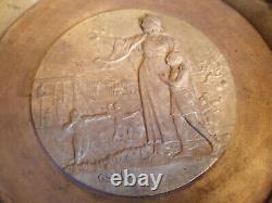 Golden Bronze Cut On Marble Foot Signed Charles Era 19th Diameter 32 Cms