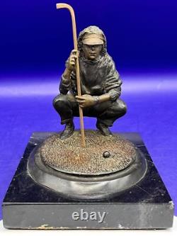 Golf Game Golf Sport Sculpture Bronze Marble Base Signed L, Charles