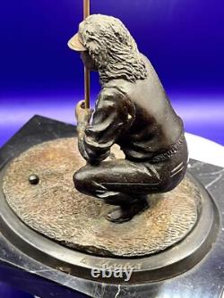 Golf Game Golf Sport Sculpture Bronze Marble Base Signed L, Charles