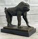 Gorilla Sculpture Bronze Metal Signed On Marble Base By Williams Decor