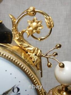 Grand Pendule Louis XVI Signed Roques In Paris 18th, Marble, Gilded Bronze