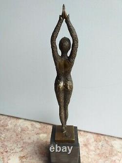 Great Bronze Dancer Signed Chiparus Marble Pedestal