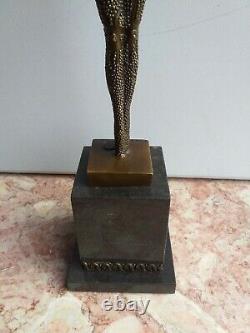 Great Bronze Dancer Signed Chiparus Marble Pedestal