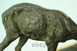 Guido Cacciapuoti rare sculpture bronze pair of marble bases chamois Italy