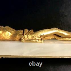 Gustave Joseph Debrie Debut Xxe Crucifix Christ In Golden Bronze Signed On Marble