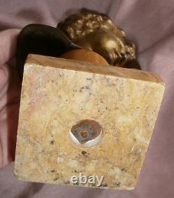 H Moreau After Bourguereau Bronze Gilded On Marble Column Bust Apollo Child