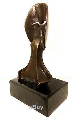 Hand Made Bronze Bust Kubistische With Signature On Marble Base